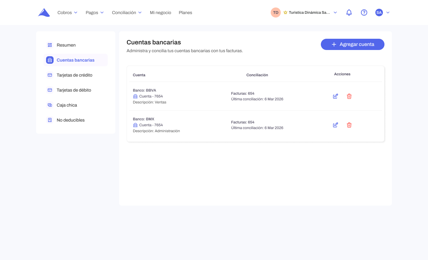 Concilia tus cuentas bancarias